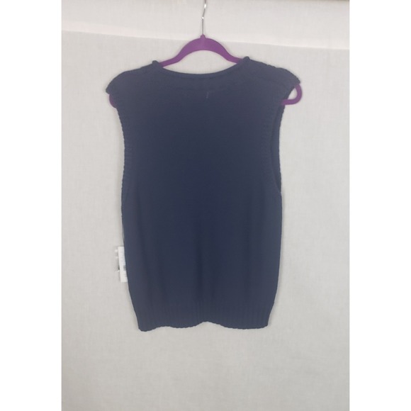 Michael Stars Estelle Shell Vest Nocturnal Navy Blue Tape Yarn Sweater L Casual - Picture 2 of 9